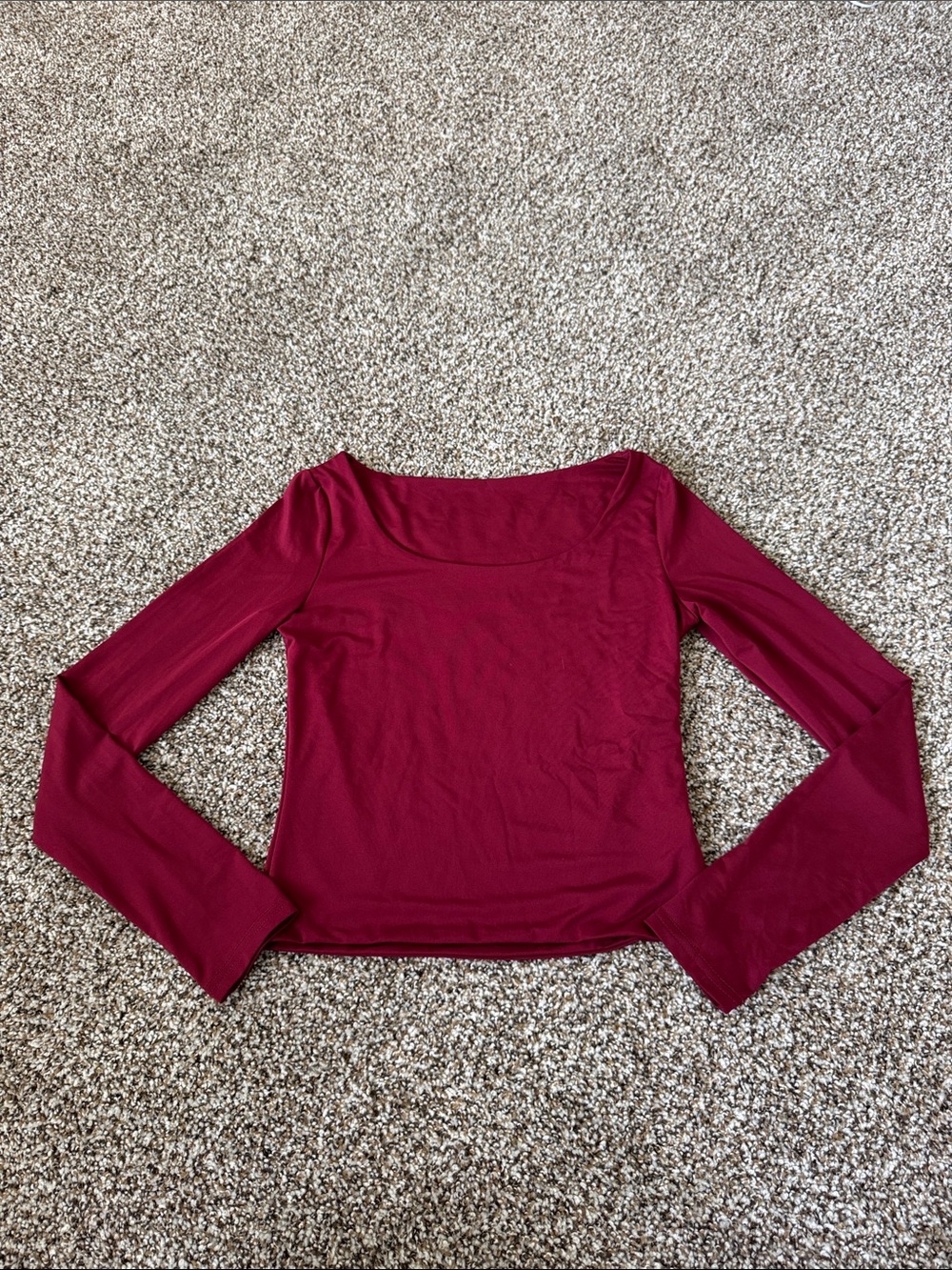 Women's Long Sleeve Square Neck Top - Burgundy